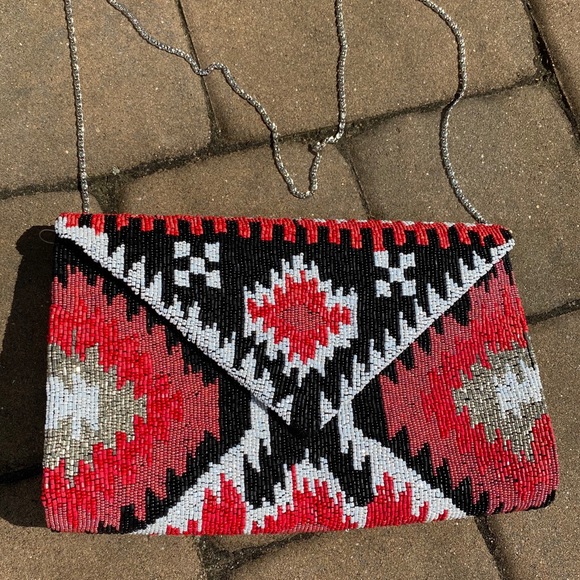 Handbags - NWT Beaded Convertible Envelope Clutch